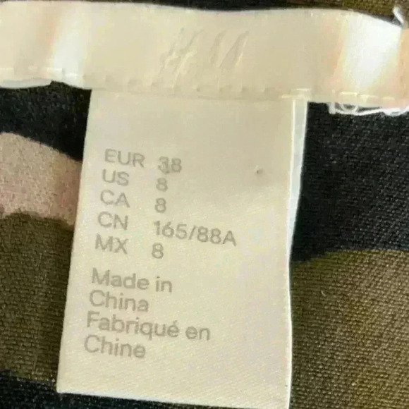 H&M Women's Multicolor Camouflage Long Sleeve Neck Sheath Midi Dress Size 8 - Picture 4 of 5